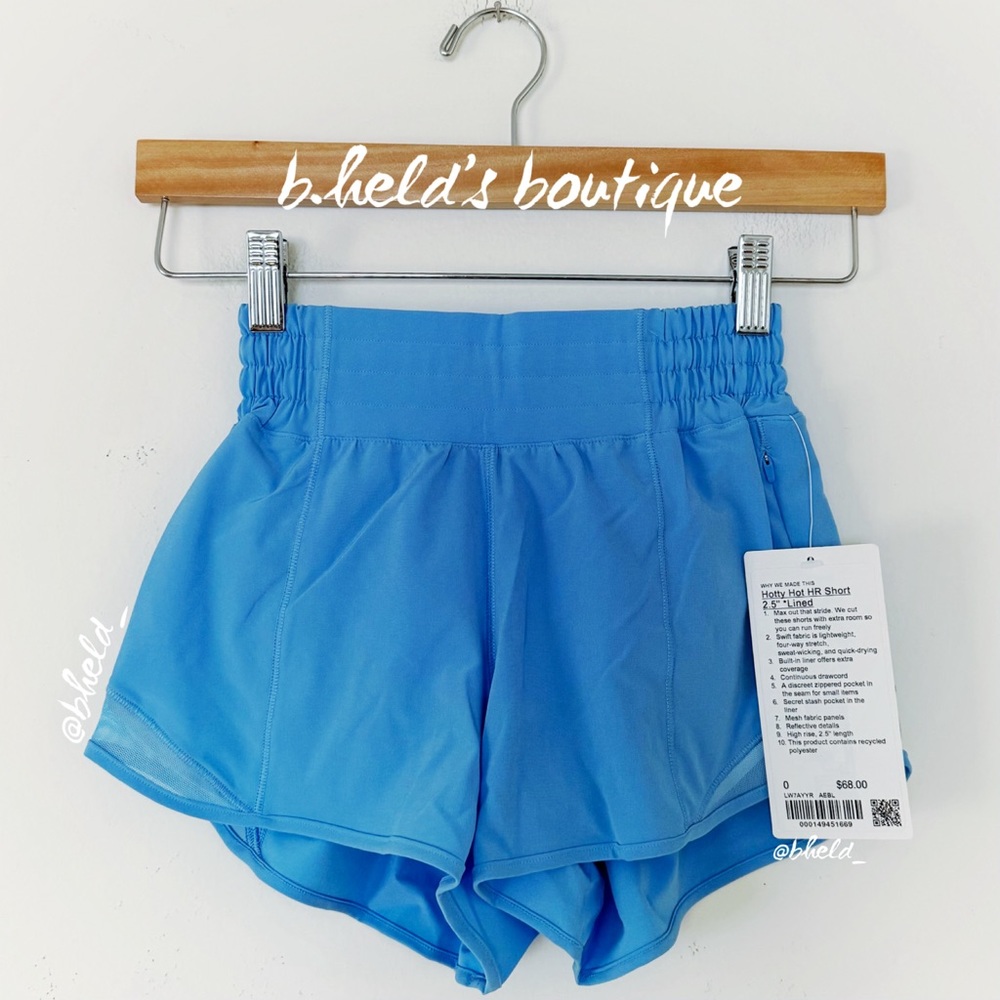 lululemon Hotty Hot High-Rise Lined Short 2.5" Aero Blue Pastel Size 0 New NWT